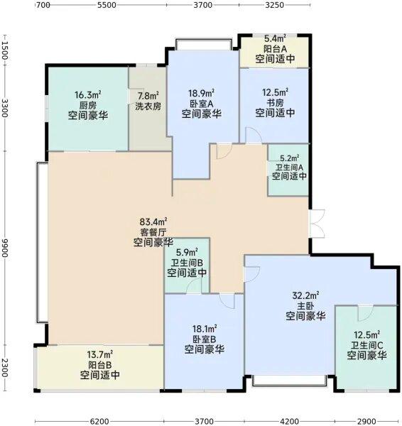 建面约285平户型