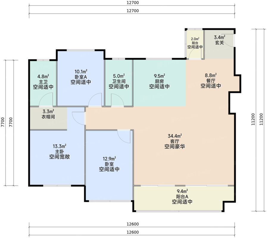 建面约129平户型