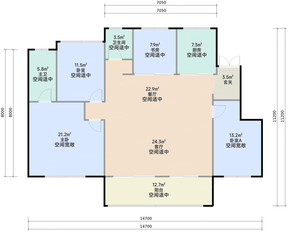 建面约142平户型