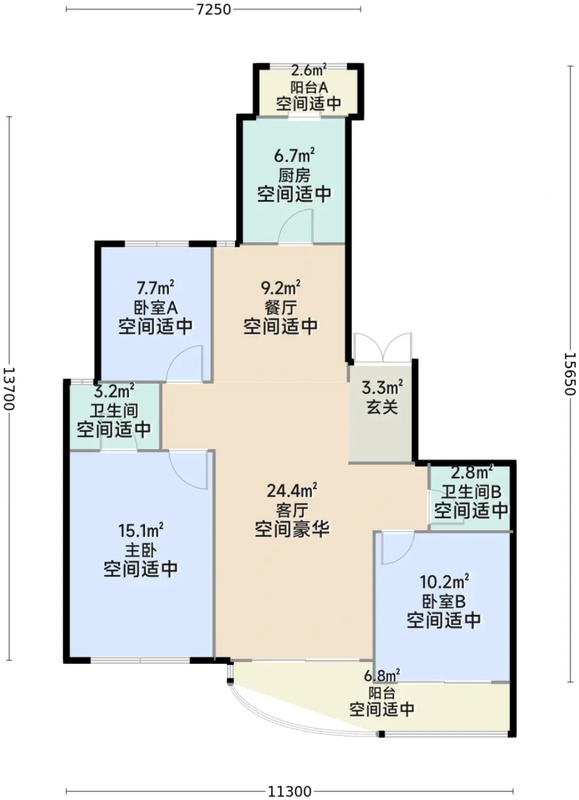 建面约163平米户型