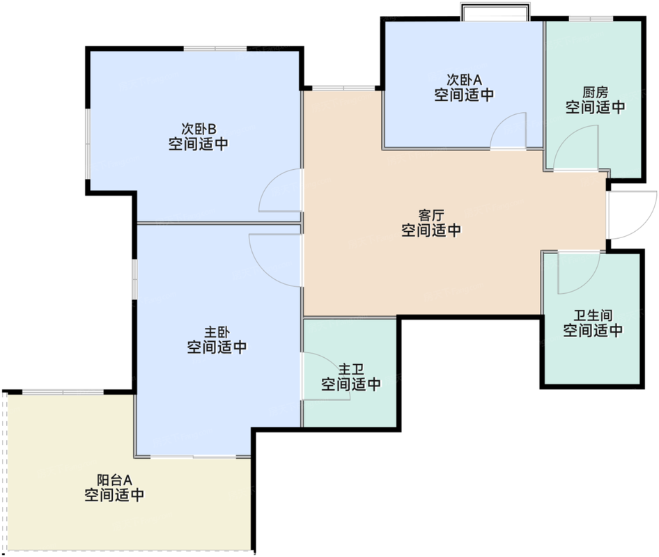 3、4号楼建面约84平户型