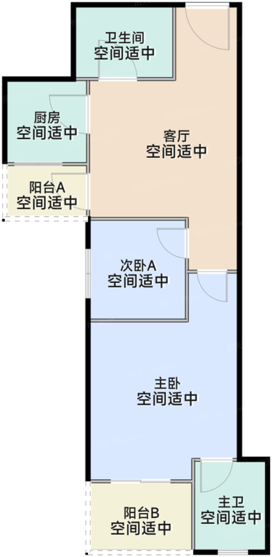 1、2号楼建面约67平户型