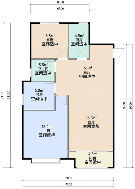 华壹公馆D户型 101.85平