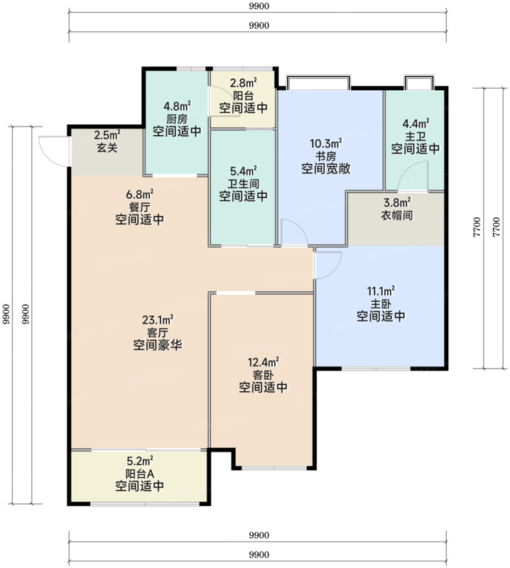 华壹公馆A-2户型 119.01平