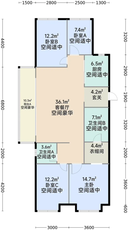 建面约141平户型