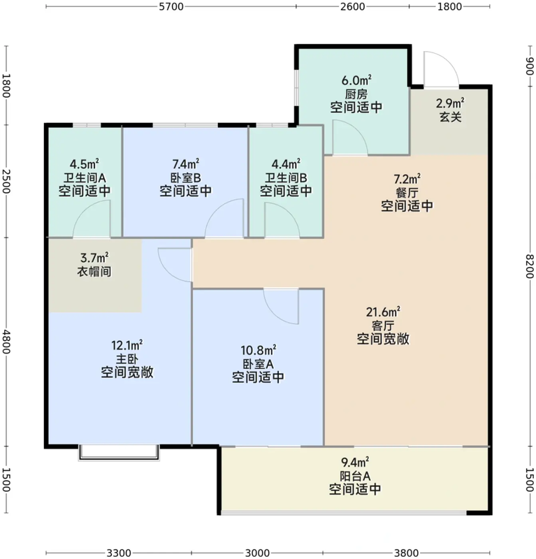建面约110平户型