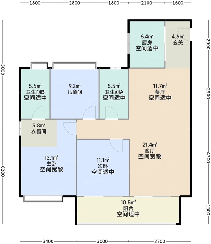 建面约117平户型