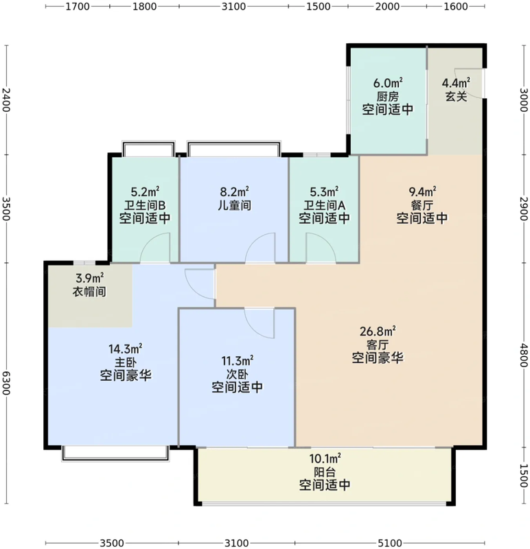 建面约127平户型